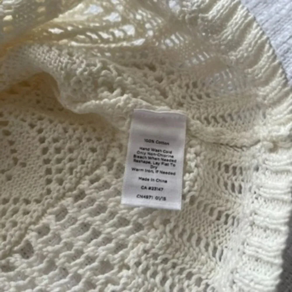 PL Talbots Cream Crochet Style Short-Sleeve Sweater